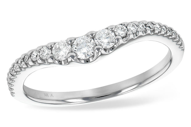 14k White Gold Graduated Diamond Contour Wedding Band by Allison Kaufman