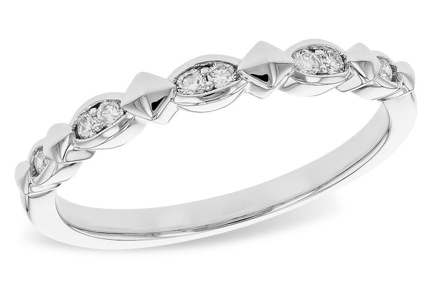 14k White Gold Vintage Inspired Diamond Wedding Band by Allison Kaufman