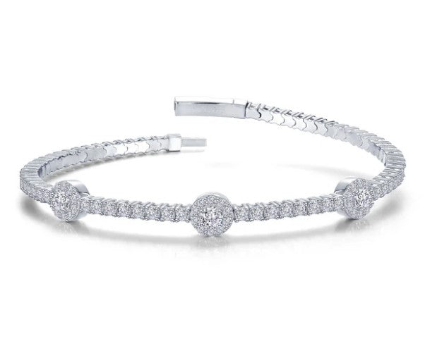 Sterling Silver 3.20 CTW Simulated Diamond Halo Station Bangle Tennis Bracelet by Lafonn