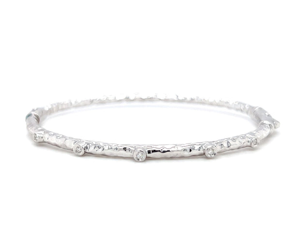 Sterling Silver Diamond Hammer Bangle Bracelet by SOHO