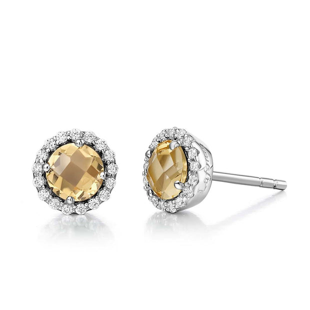 Sterling Silver Citrine Birthstone Stud Earrings by Lafonn