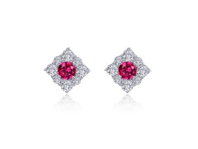 Sterling Silver Lab Created Ruby & Simulated Diamond Stud Earrings by Lafonn