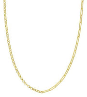 14k Yellow Gold 50/50 Paperclip + Rolo Link Chain Necklace