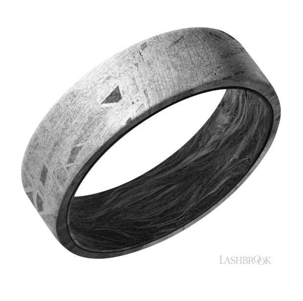 Meteorite & Black Carbon Fiber Wedding Band by Lashbrook Designs