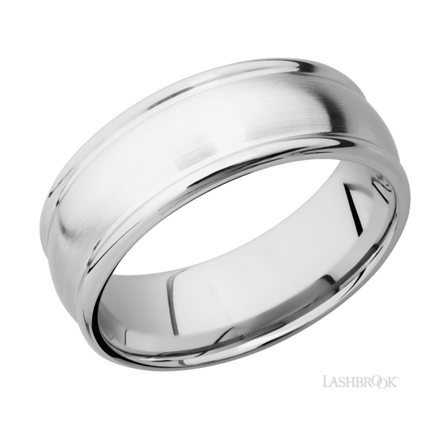 14k White Gold Domed/Rounded Edge Wedding Band by Lashbrook Designs