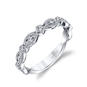 Lady's 18k White Gold Vintage Inspired Diamond Wedding Band by Parade Designs 'Hera' Bridal Collection