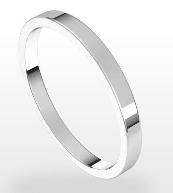 14k White Gold 2 mm Flat Edge Profile Wedding Band