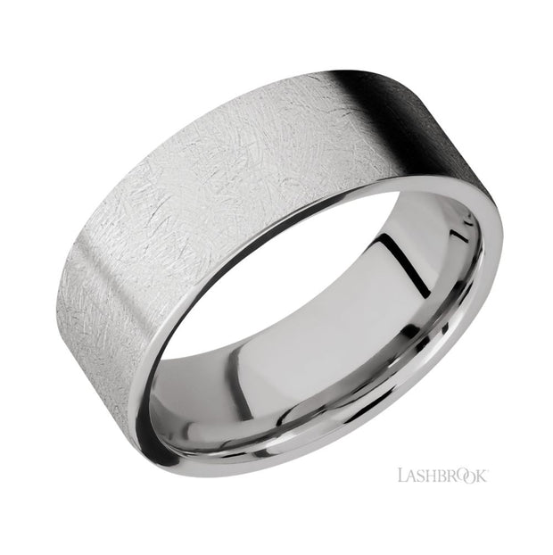 Cobalt Flat Edge & Distressed Finish Wedding Band by Lashbrook Designs