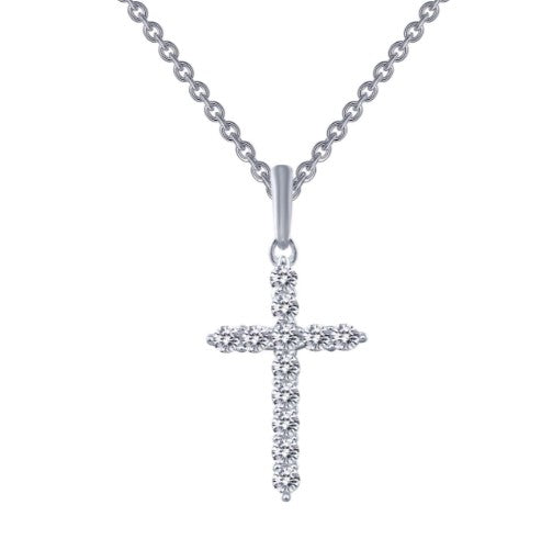 Sterling Silver Simulated Diamond Cross Necklace by Lafonn