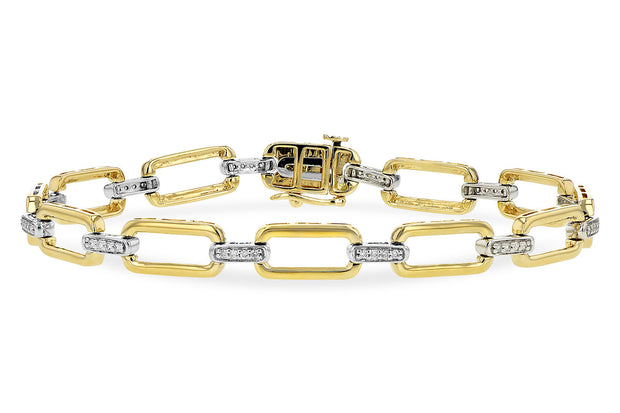 14k Two Tone Rectangular Open Link Diamond Fashion Bracelet by Allison Kaufman