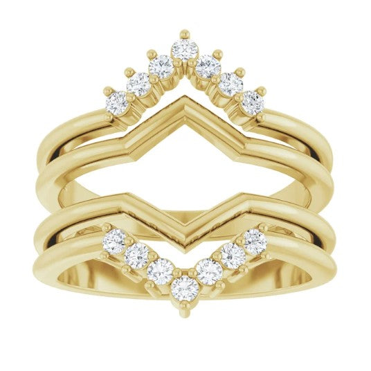 14k Yellow Gold Diamond Chevron Contour Ring Enhancer