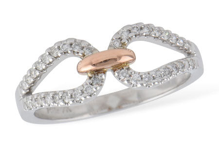 14k White/Rose Gold Accented Diamond Fashion Ring by Allison Kaufman