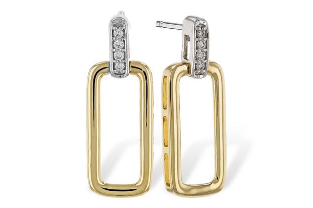 14k Two Tone Paperclip Link Style Diamond Earrings by Allison Kaufman