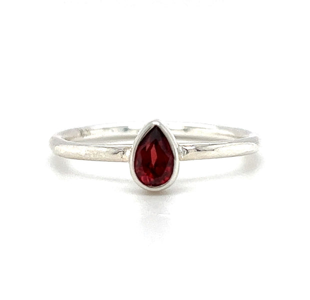 Sterling Silver Garnet Stackable Ring