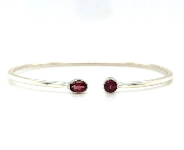 Sterling Silver Pink Tourmaline Bangle Bracelet