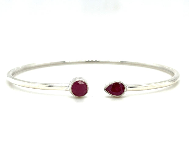 Sterling Silver Ruby Bangle Bracelet