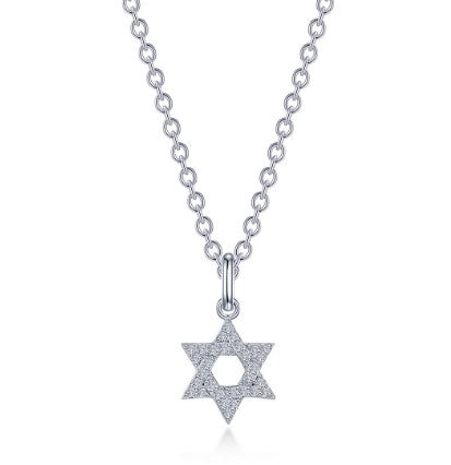 Sterling Silver Simulated Diamond Star of David Necklace by Lafonn