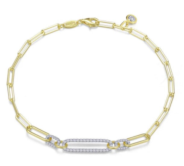 Sterling Silver/Gold Plated .85 CTW Simulated Diamonds Paperclip Link Bracelet by Lafonn