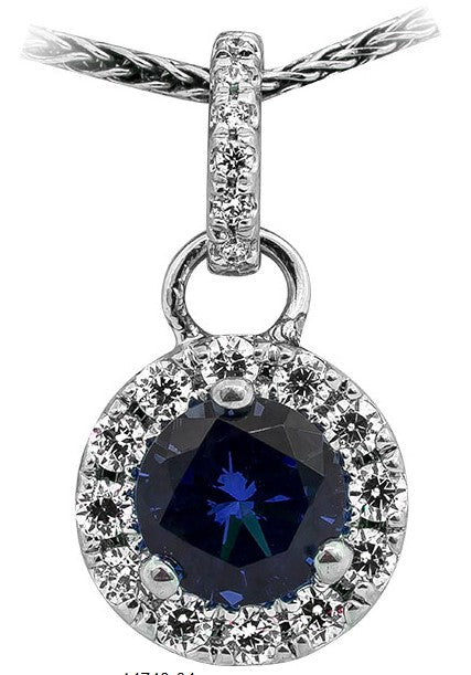 14k White Gold Blue Sapphire & Diamond Necklace by Rego Designs