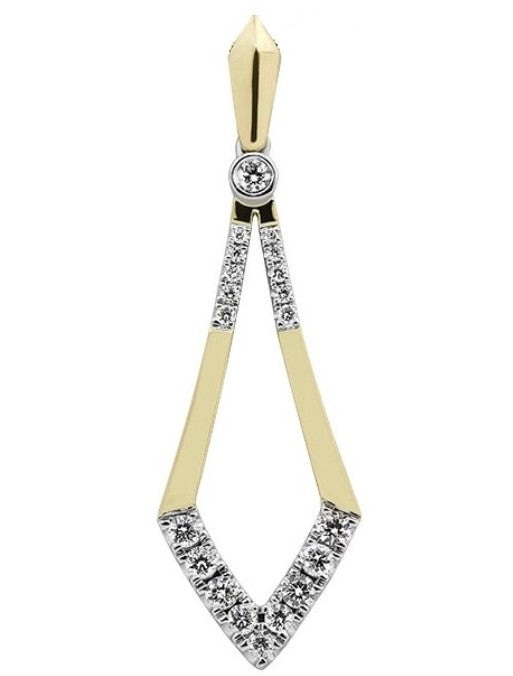 14k Two Tone Geometric Diamond Fashion Pendant