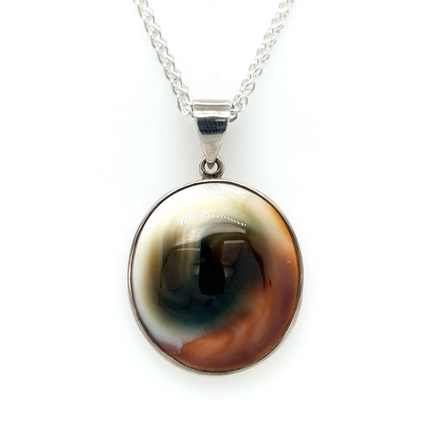 Sterling Silver Shiva Eye Fossil Pendant