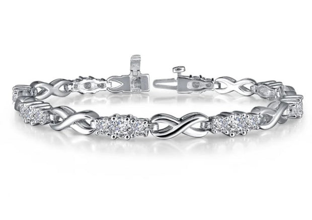 Sterling Silver 4.23 CTW Simulated Diamond Infinity LinkTennis Bracelet by Lafonn