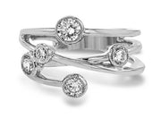 14k White Gold Contemporary Criss Cross Diamond Fashion Ring by Zeghani