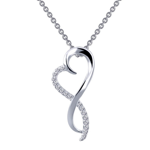 Sterling Silver Simulated Diamond Infinity Heart Necklace by Lafonn