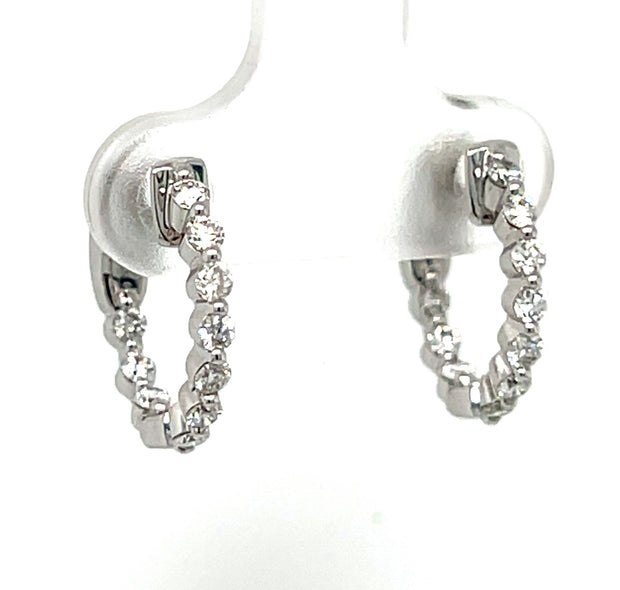 18k White Gold Petite Diamond Hoop Earrings