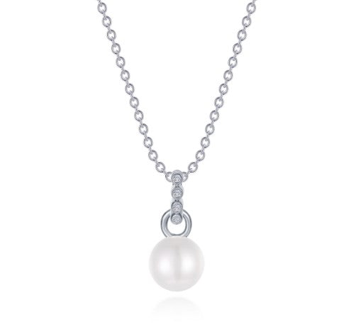 Sterling Silver Freshwater Cultured Pearl & Simulated Diamond Fashion Necklace by Lafonn