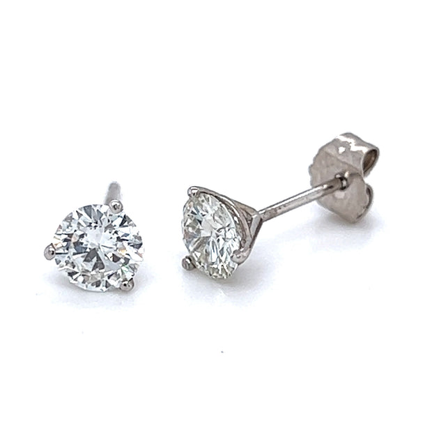 14k White Gold 1.21 CTW Diamond Stud Earrings