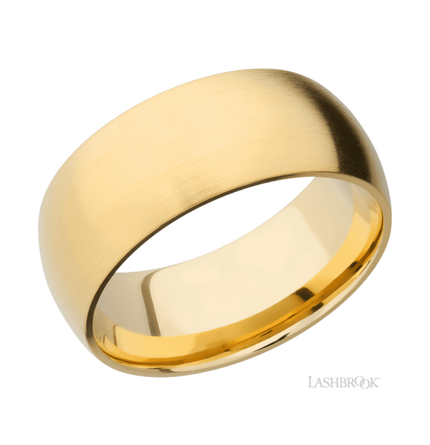 14k Yellow Gold 9 mm Domed Satin Finish Wedding Band by Lashbrook Designs