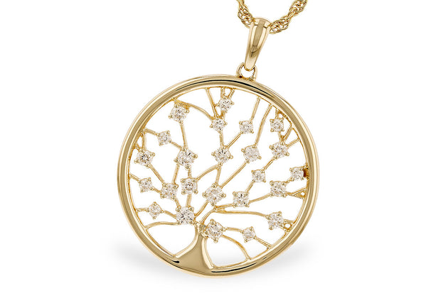 14k Yellow Gold Diamond Accented Tree Necklace by Allison Kaufman