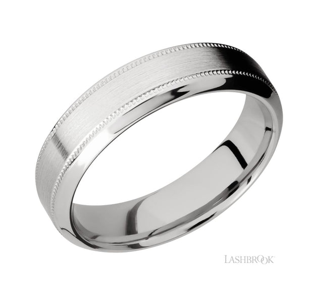 14k White Gold 6 mm High Bevel Profile Wedding Band by Lashbrook Designs