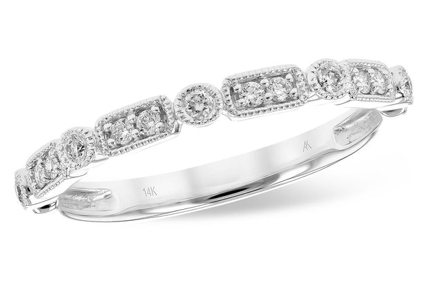 14k White Gold Vintage Inspired Diamond Wedding Band by Allison Kaufman