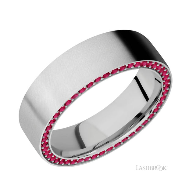 14k White Gold & Channel Set Ruby Eternity Wedding Band by Lashbrook Designs