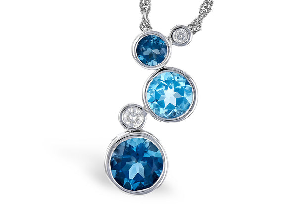 14k White Gold Blue Topaz & Diamond Fashion Necklace by Allison Kaufman