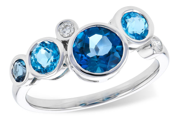 14k White Gold Blue Topaz & Diamond Fashion Ring by Allison Kaufman