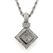 Pre-Owned 14k White Gold Princess Cut Invisible Set Diamond Pendant