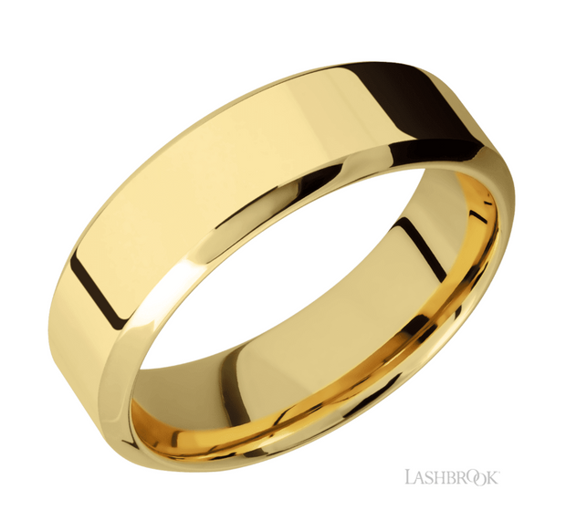 14k Yellow Gold 7 mm High Bevel Profile Wedding Band by Lashbrook Designs