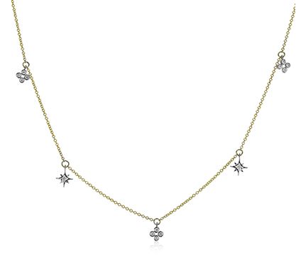 14k Two Tone Diamond Accented Charm Fashion Necklace by Zeghani