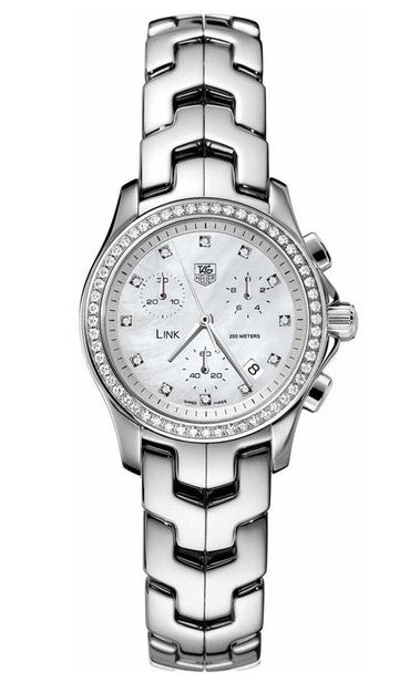 Pre-Owned Ladies Tag Heuer Stainless Steel MOP Diamond Chronograph Quartz Dress Watch