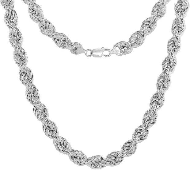 Pre-Owned Sterling Silver 6 mm Rope Chain Necklace