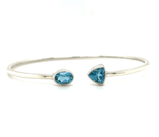 Sterling Silver Blue Topaz Bangle Bracelet