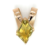 Pre-Owned 18k Yellow Gold Fantasy Cut Lemon Quartz Chain Slide Pendant