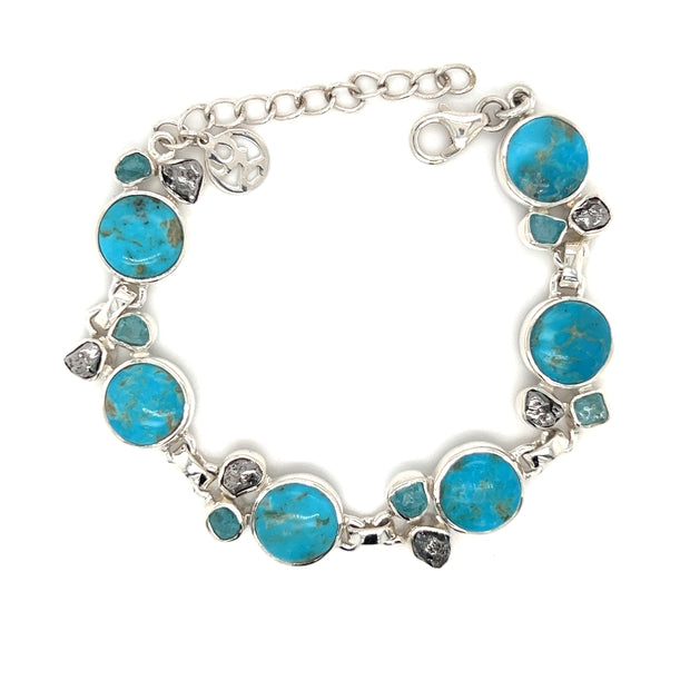 Sterling Silver Turquoise, Blue Topaz, & Meteorite Fashion Bracelet