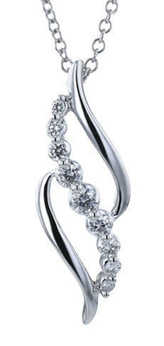 14k White Gold Diamond Free Form Style Necklace by Zeghani