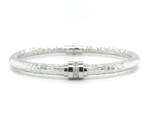 Sterling Silver Diamond Hammer Bangle Bracelet by SOHO