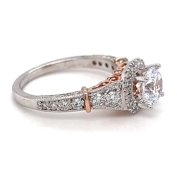 14k White & Rose Gold Diamond Semi Mount Engagment Ring by Rego Designs