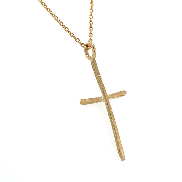 14k Yellow Gold Textured Cross Necklace by IJC